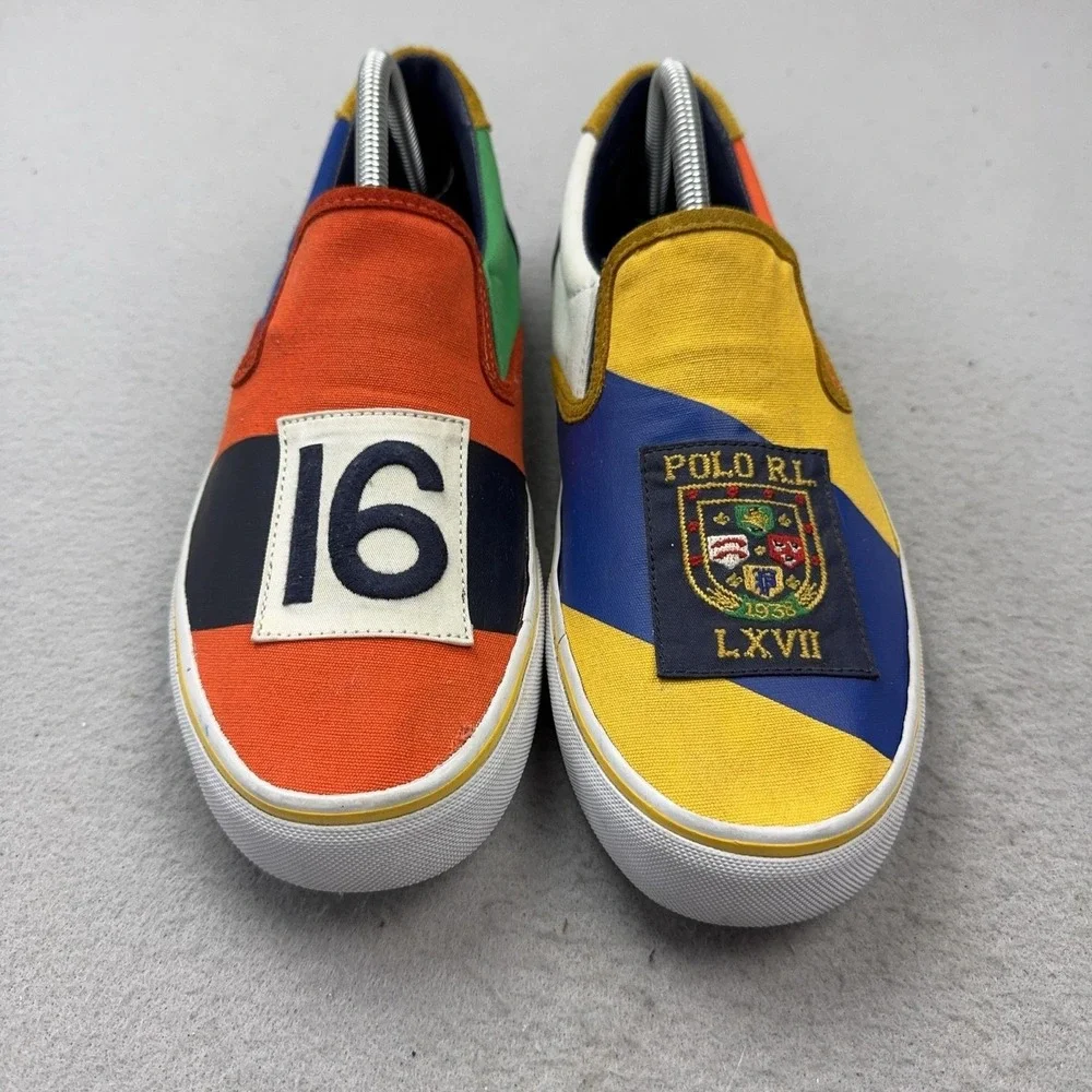Polo Ralph Lauren Shoes Mens Size 9 Thompson III Multicolor Slip On Canvas